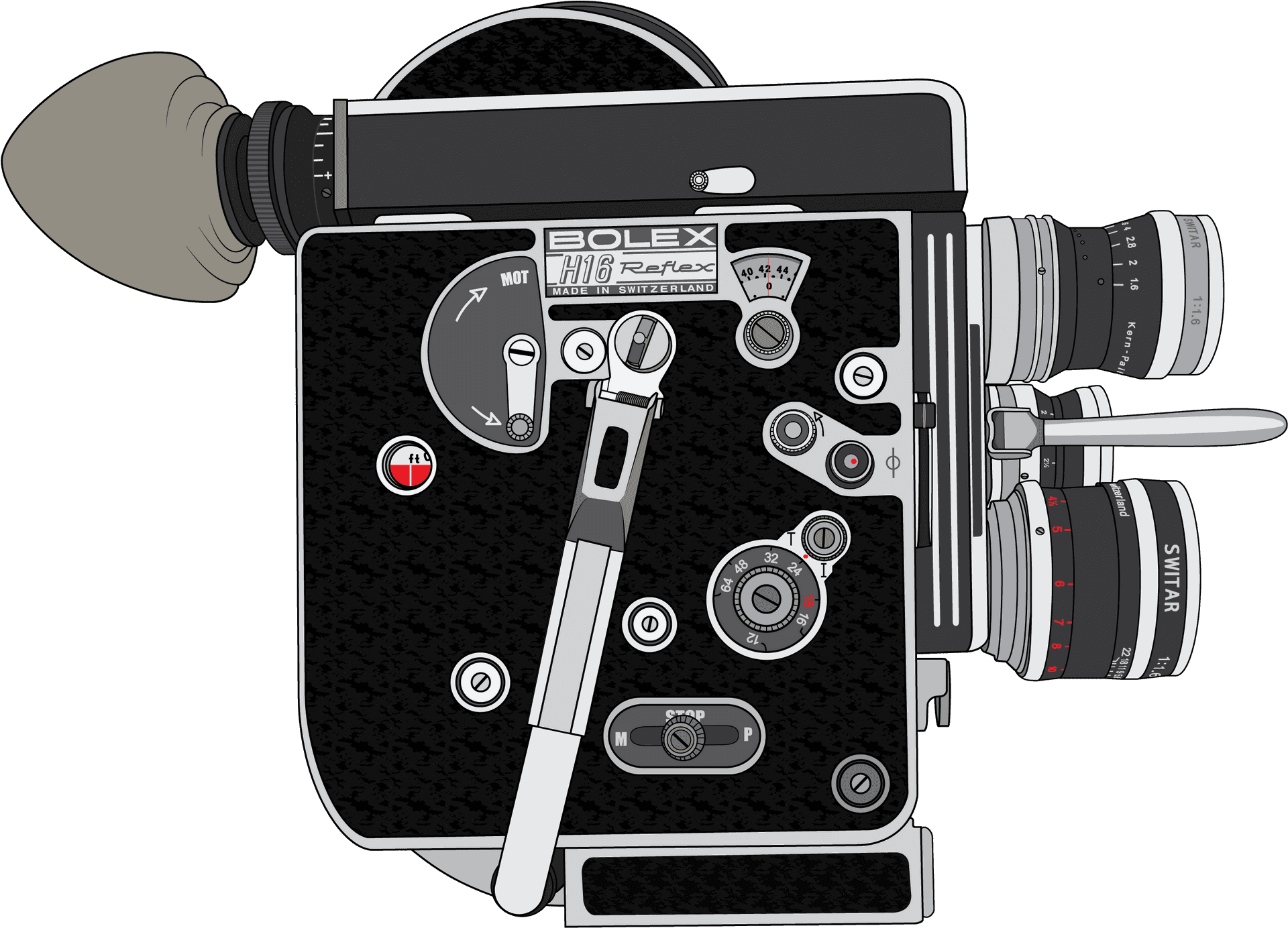 Vintage Bolex H16 Movie Camera PNG