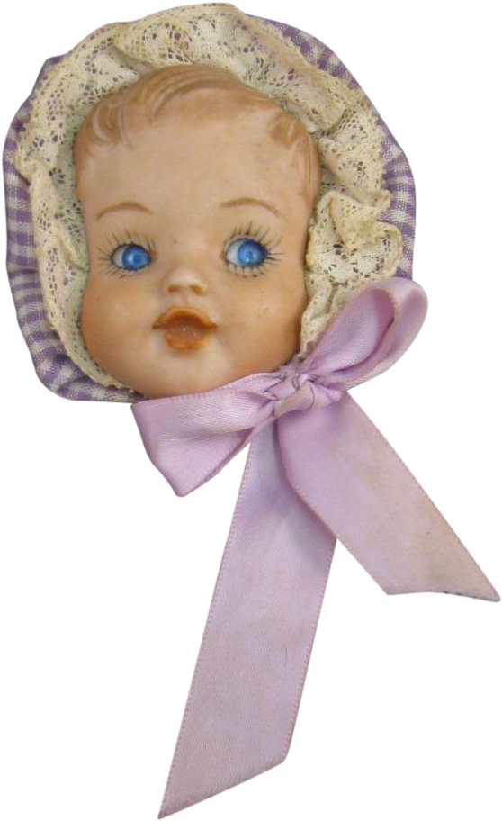 Vintage Bonnet Doll Head PNG