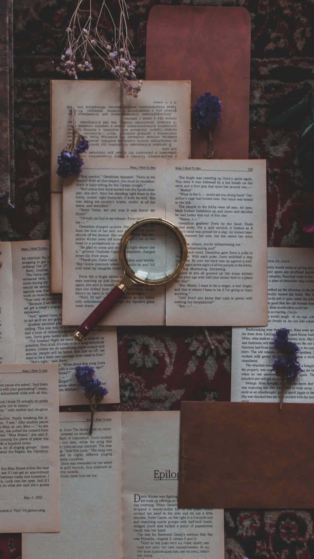 Vintage Bookand Magnifying Glass Aesthetic Wallpaper