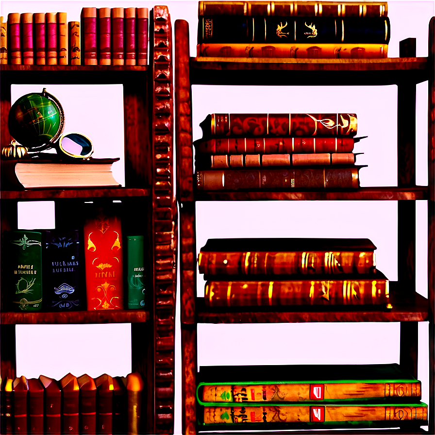 Vintage Books On Shelf Png Wqd PNG