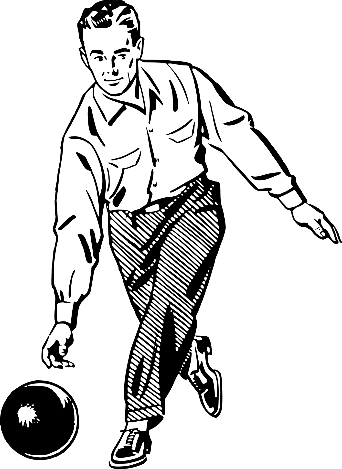 Vintage Bowler In Action PNG
