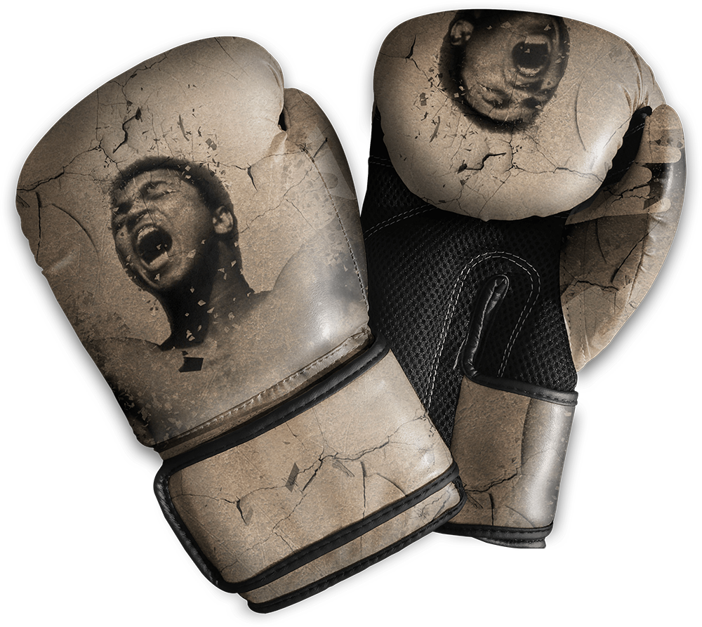 Vintage Boxing Gloveswith Faces Print PNG