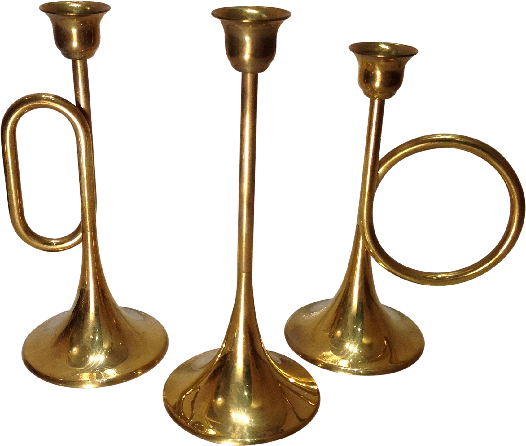 Vintage Brass Candlestick Holders PNG