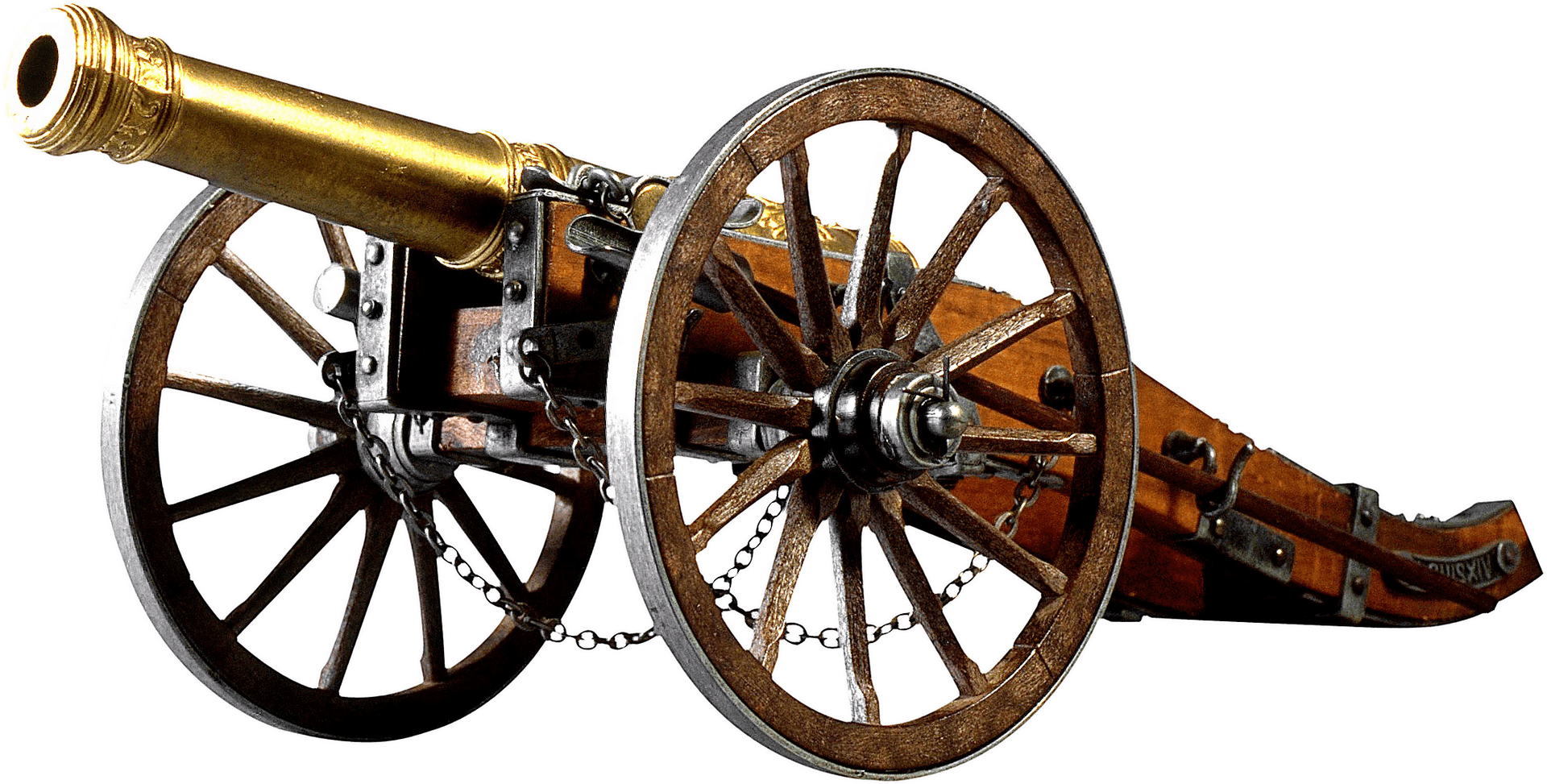 Vintage Brass Cannonon Wheels PNG
