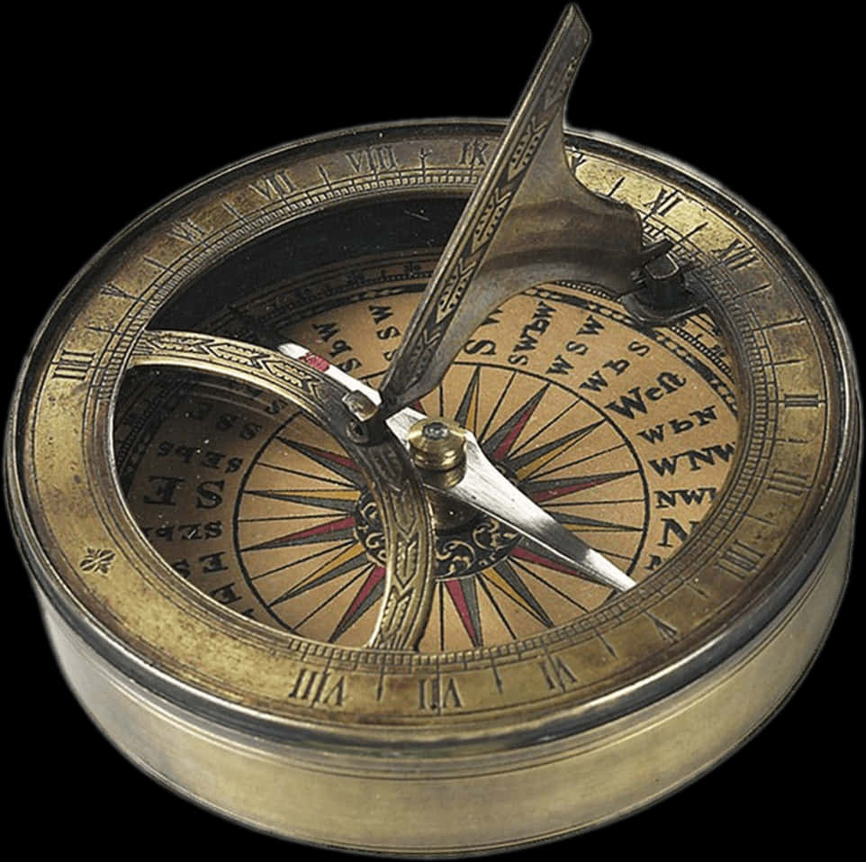 Vintage Brass Compass PNG