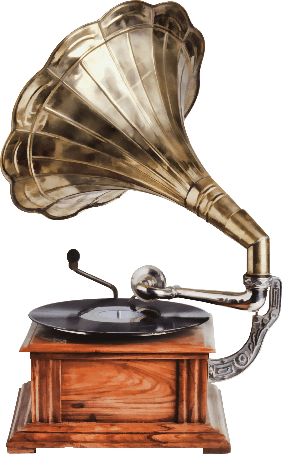 Vintage Brass Phonograph PNG