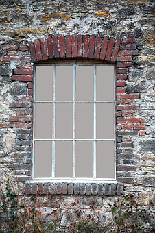 Vintage Brick Wall Window PNG