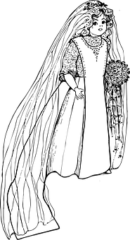 Vintage Bride Illustration PNG
