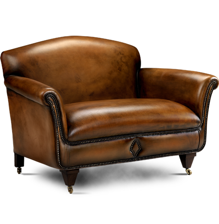Vintage Brown Leather Armchair PNG