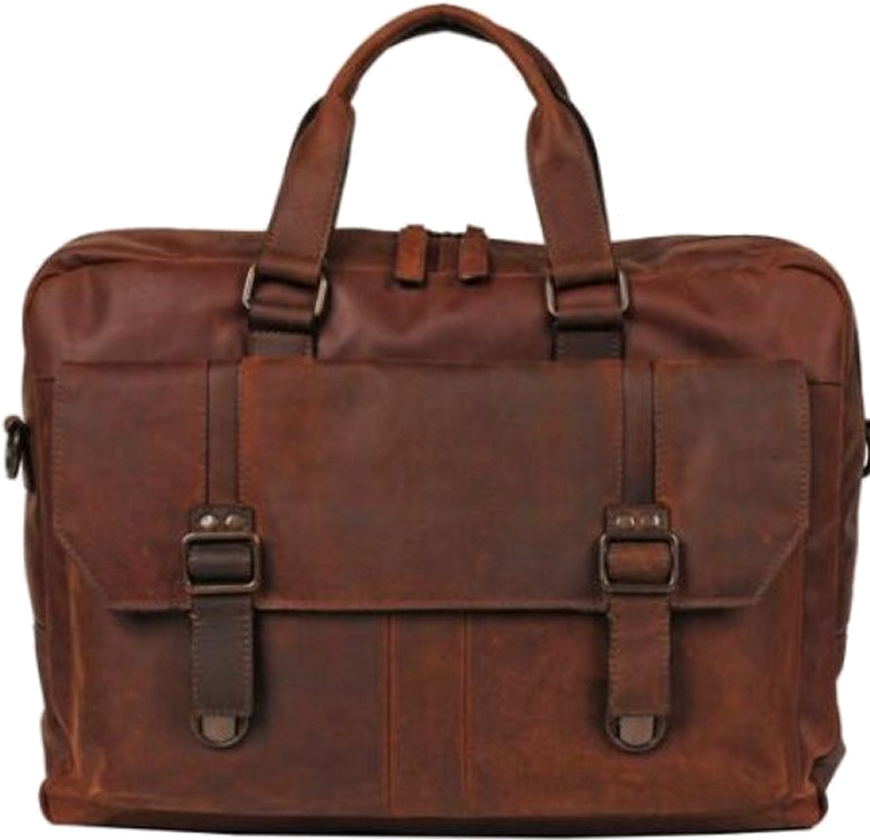Vintage Brown Leather Briefcase PNG