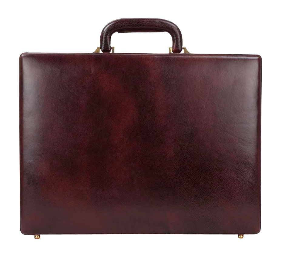 Vintage Brown Leather Briefcase PNG