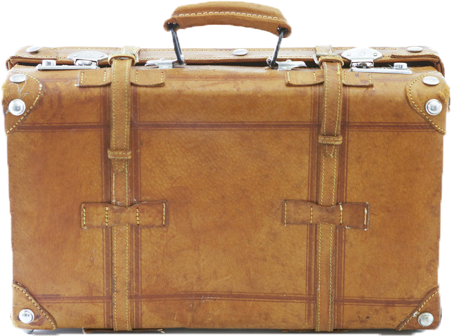 Vintage Brown Leather Suitcase PNG