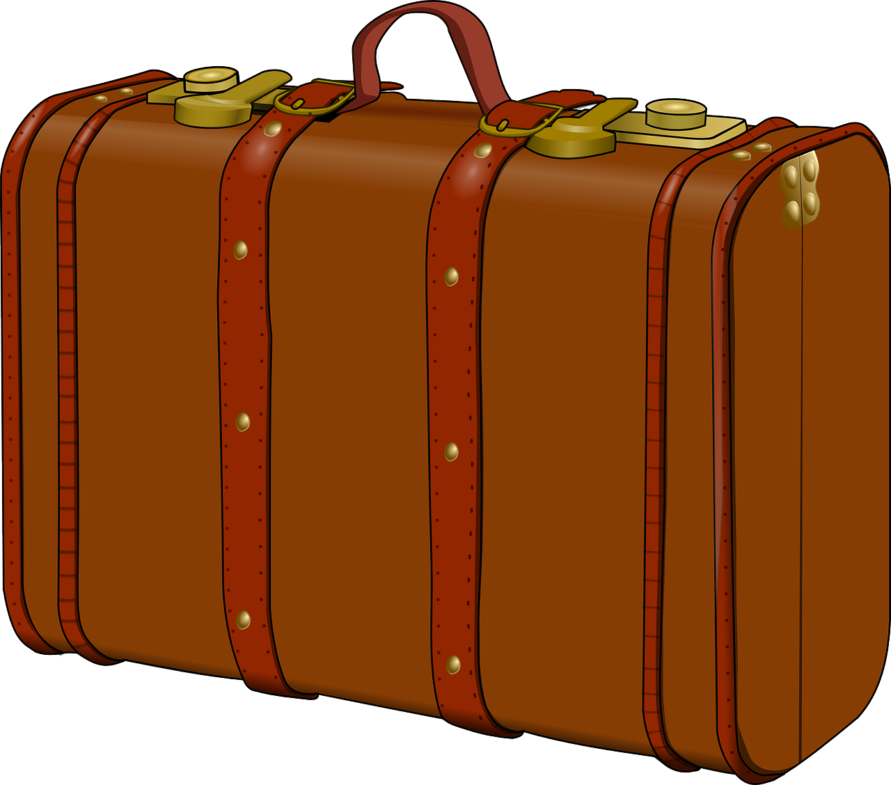 Vintage Brown Leather Suitcase PNG