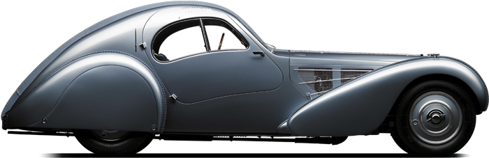 Vintage Bugatti Classic Car Profile PNG