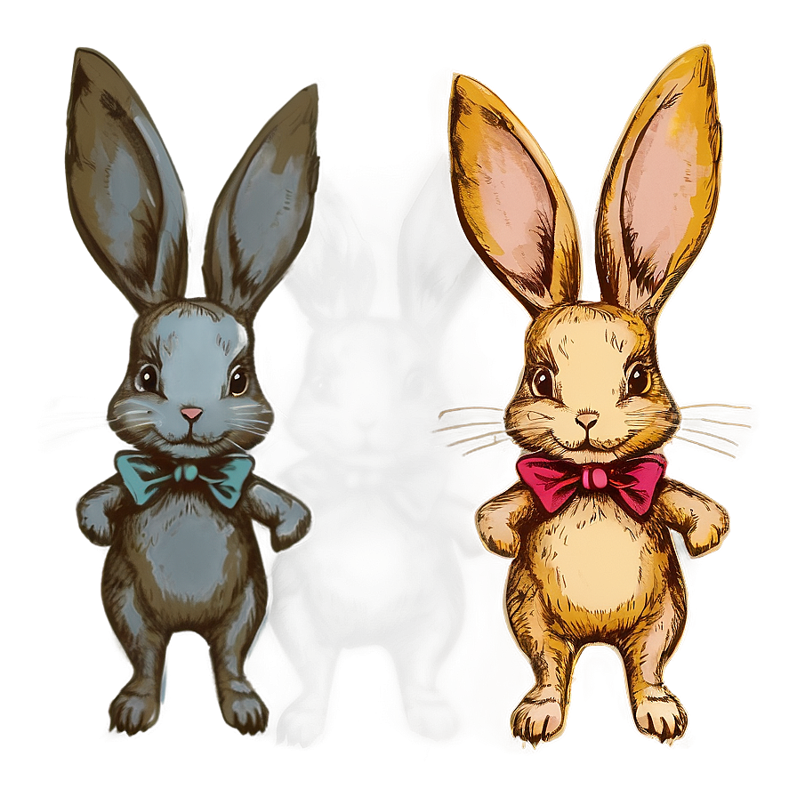 Vintage Bunny Illustration Png Hhn PNG