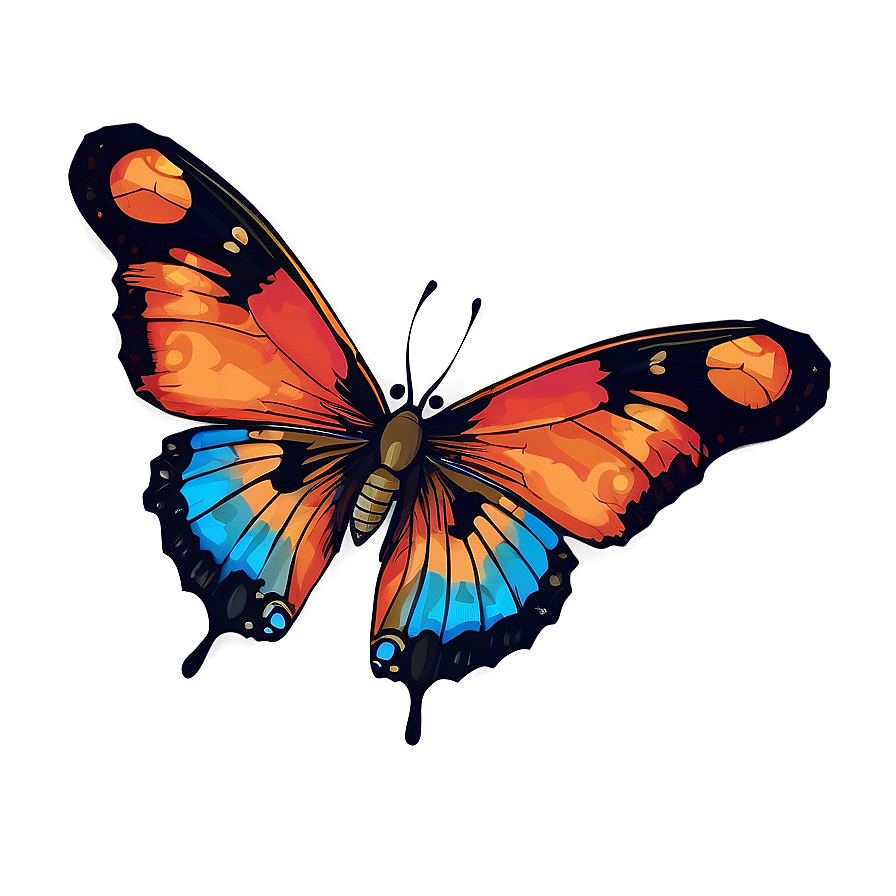 Vintage Butterfly Drawing Png Swo46 PNG