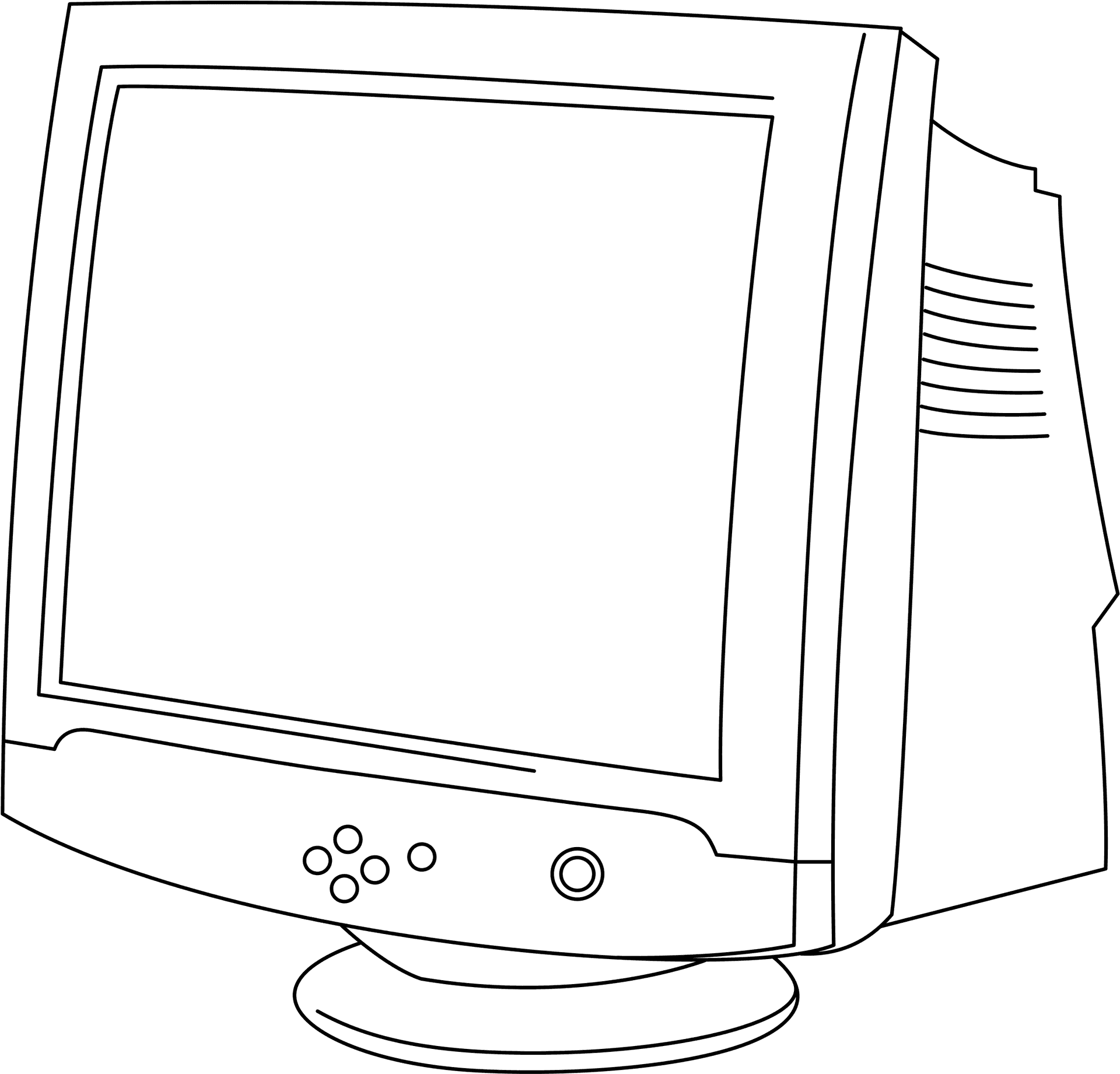 Vintage C R T Monitor Outline PNG