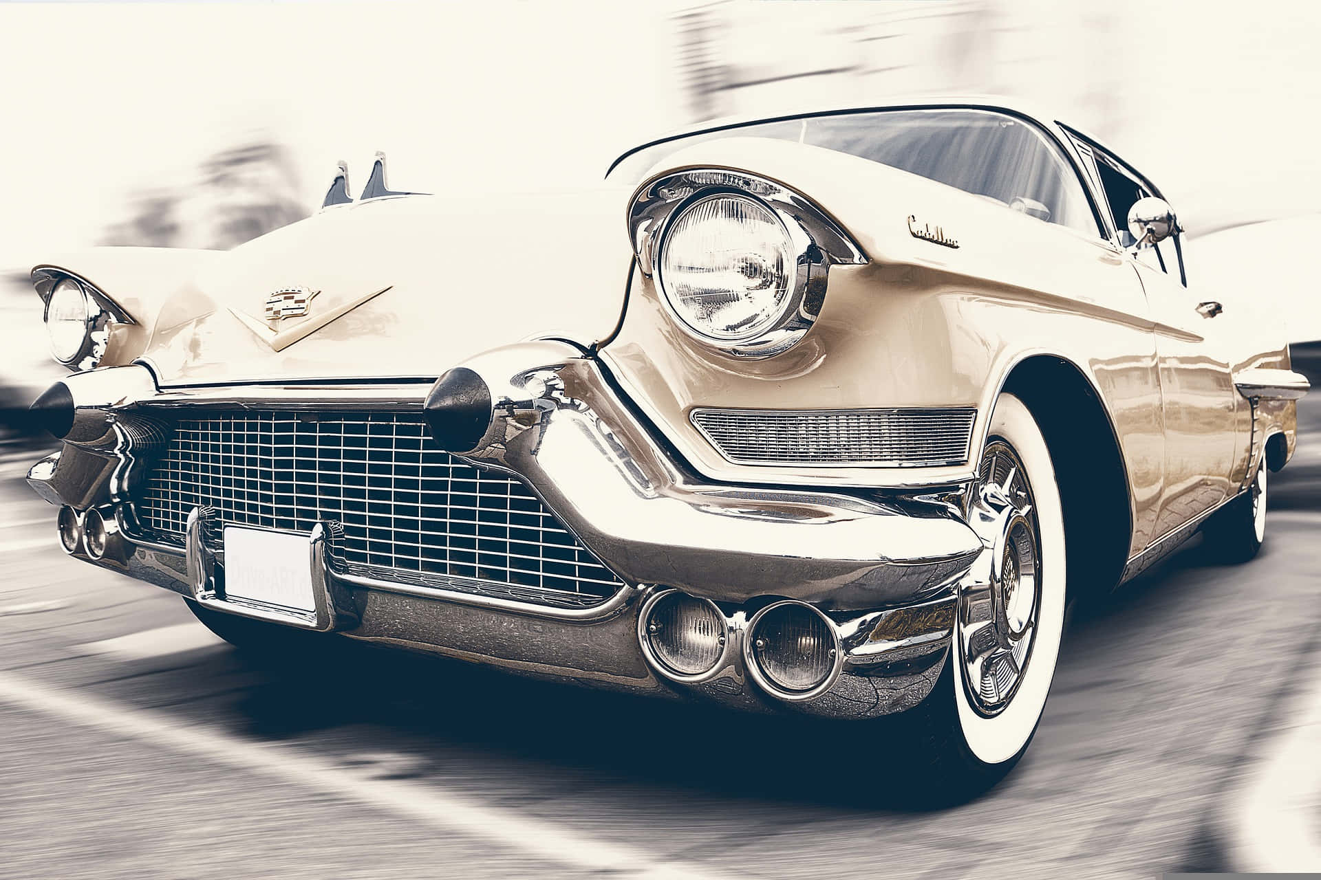 Vintage Cadillac Speeding Motion Blur Wallpaper