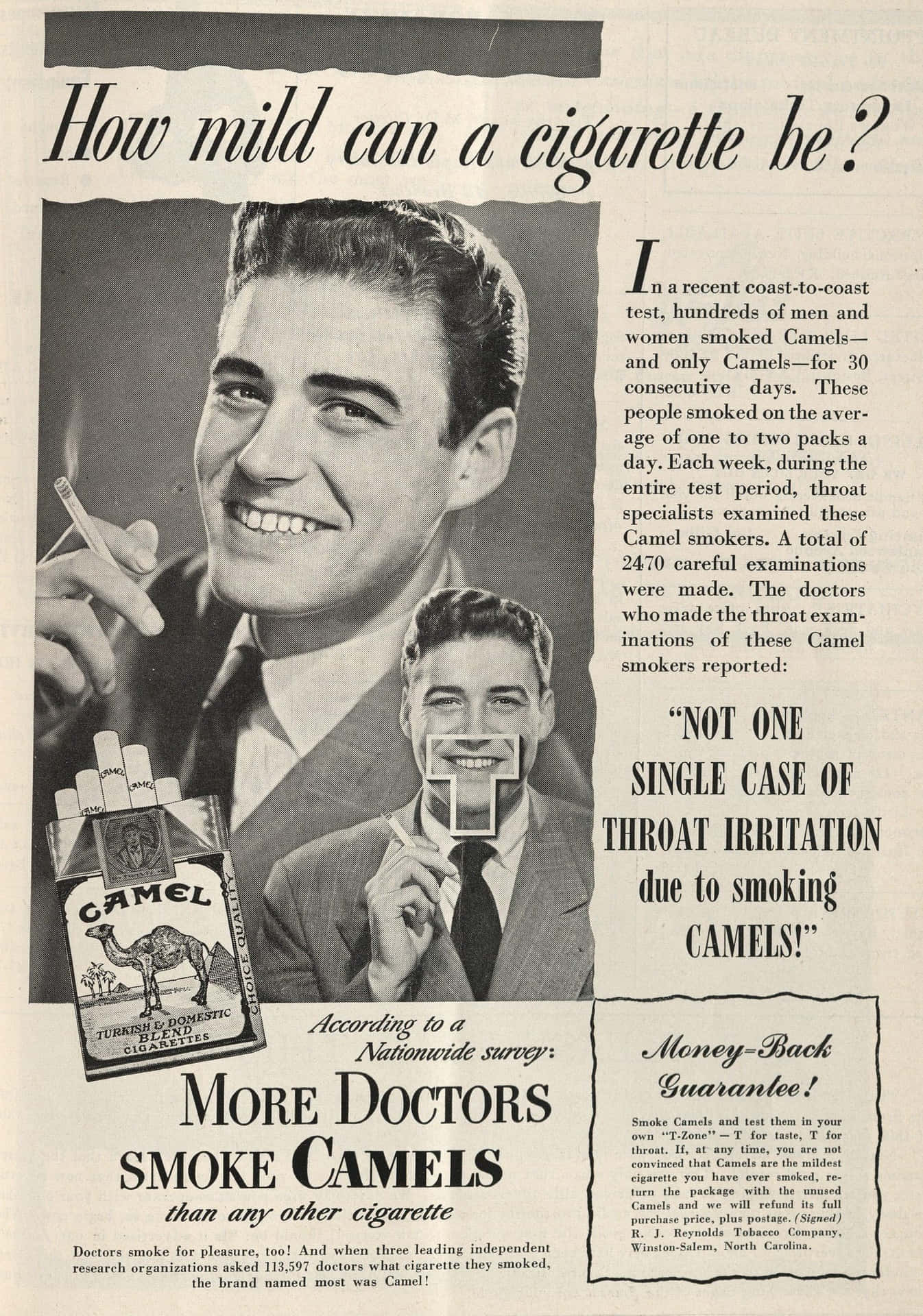 Vintage Camel Cigarettes Ad Doctors Endorsement Wallpaper