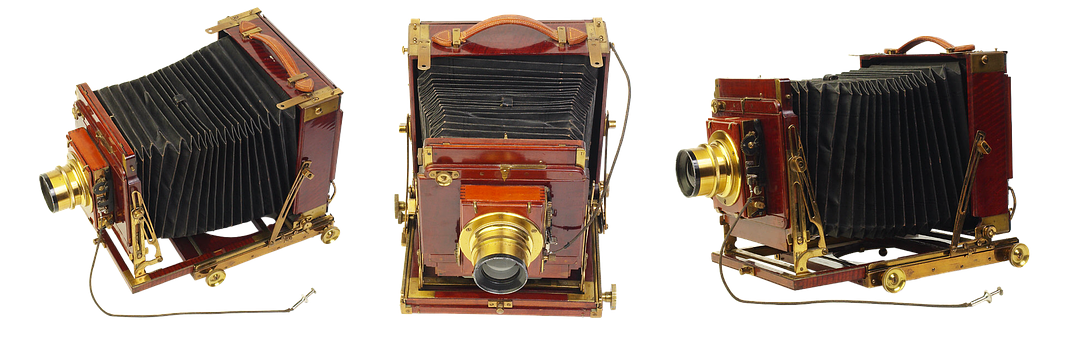 Vintage Camera Triple View PNG