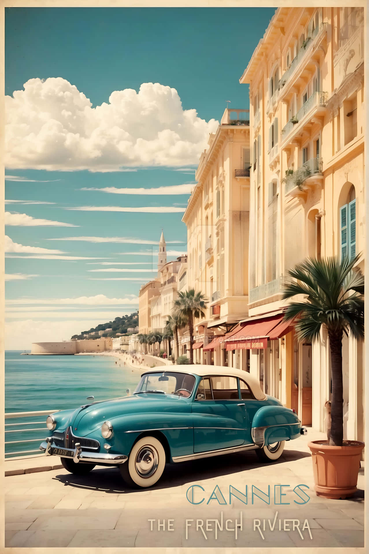 Vintage Cannes Franse Rivièra Poster Achtergrond