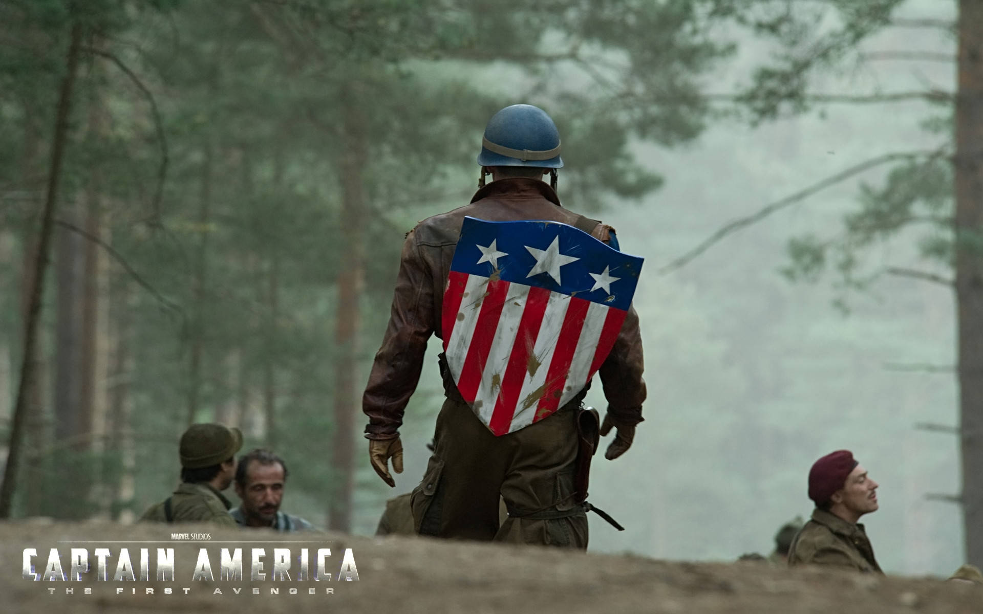 Vintage Captain America Skjold Motiv: Saml styrken med det klassiske Captain America-Skjoldmotiv! Wallpaper