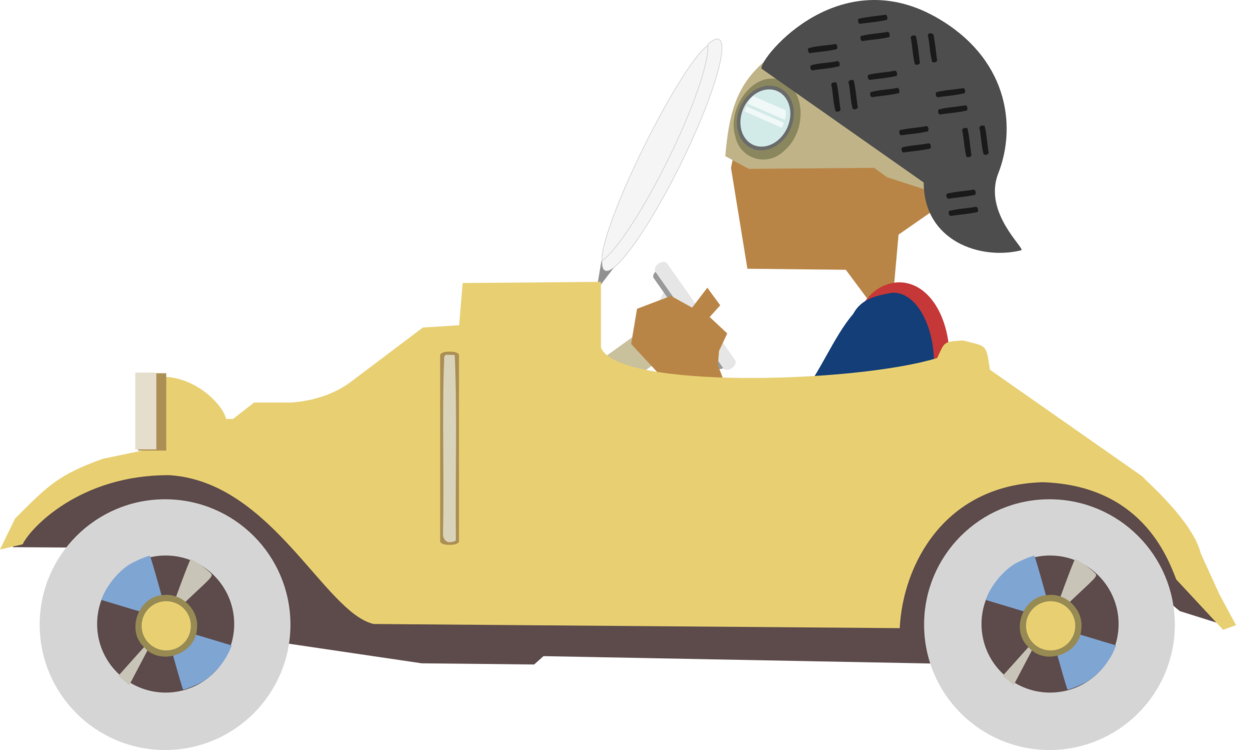 Vintage Car Animated Character Driving PNG