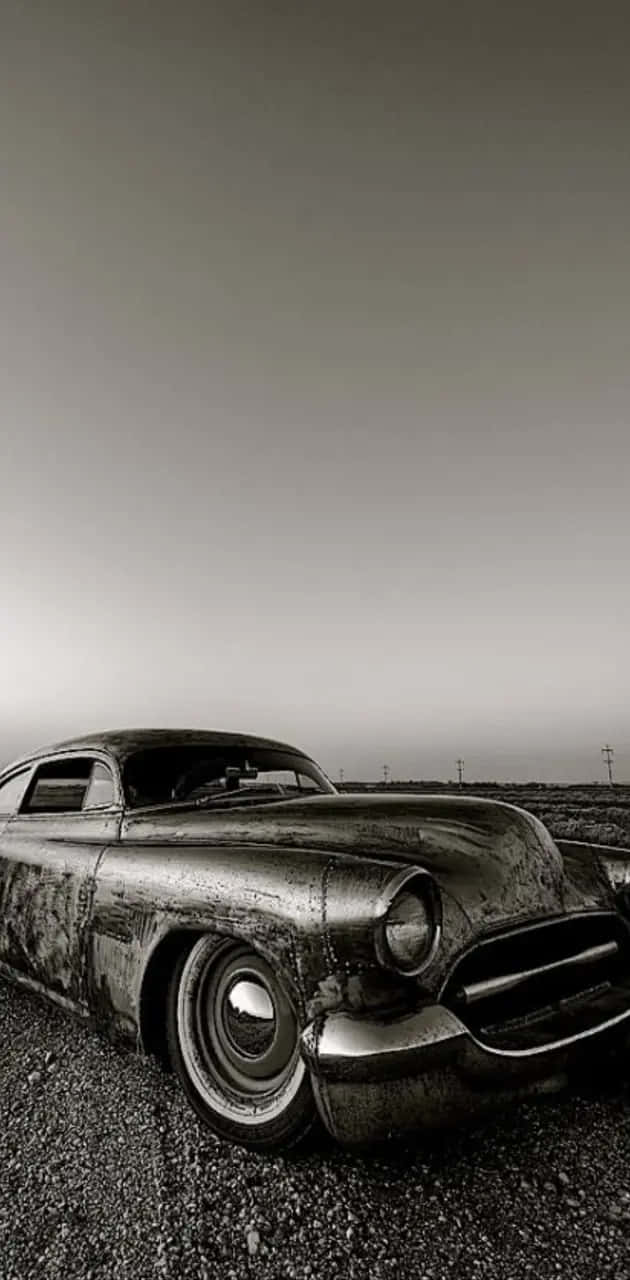 Vintage Car Deserted Landscape Wallpaper