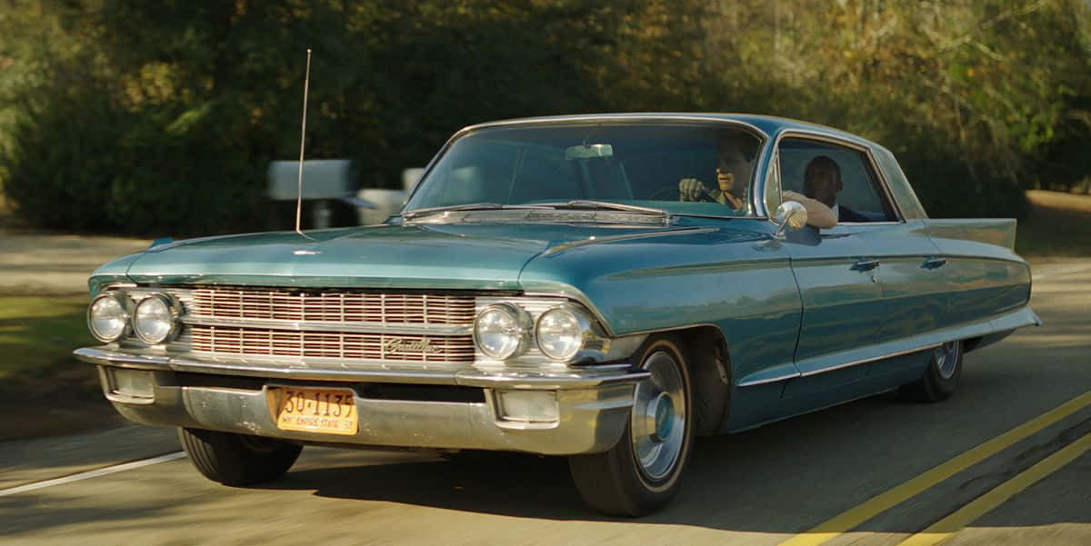 Scène De Conduite En Voiture Vintage Du Livre Vert Fond d'écran