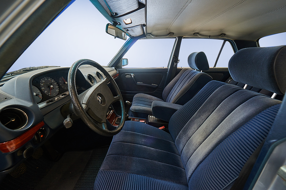 Vintage Car Interior Blue Seats PNG