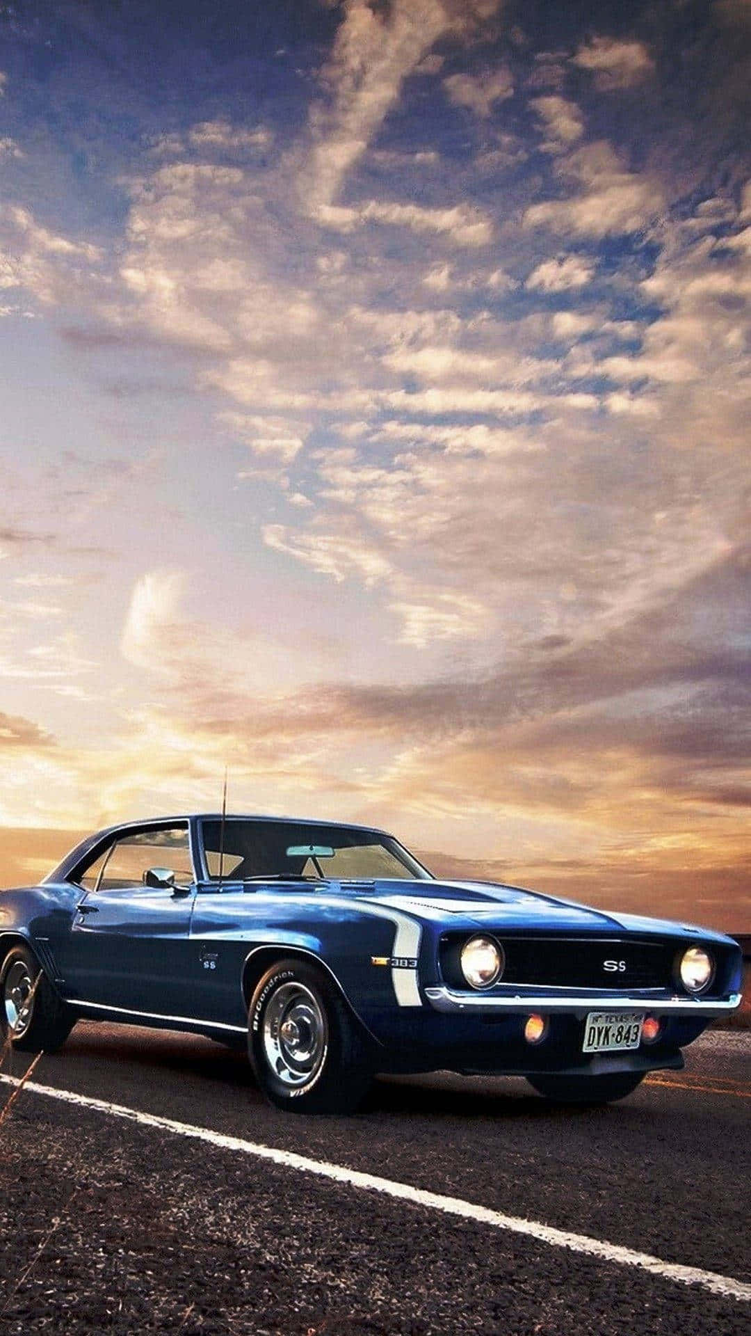 Vintage Car With Clouds Iphone Wallpaper