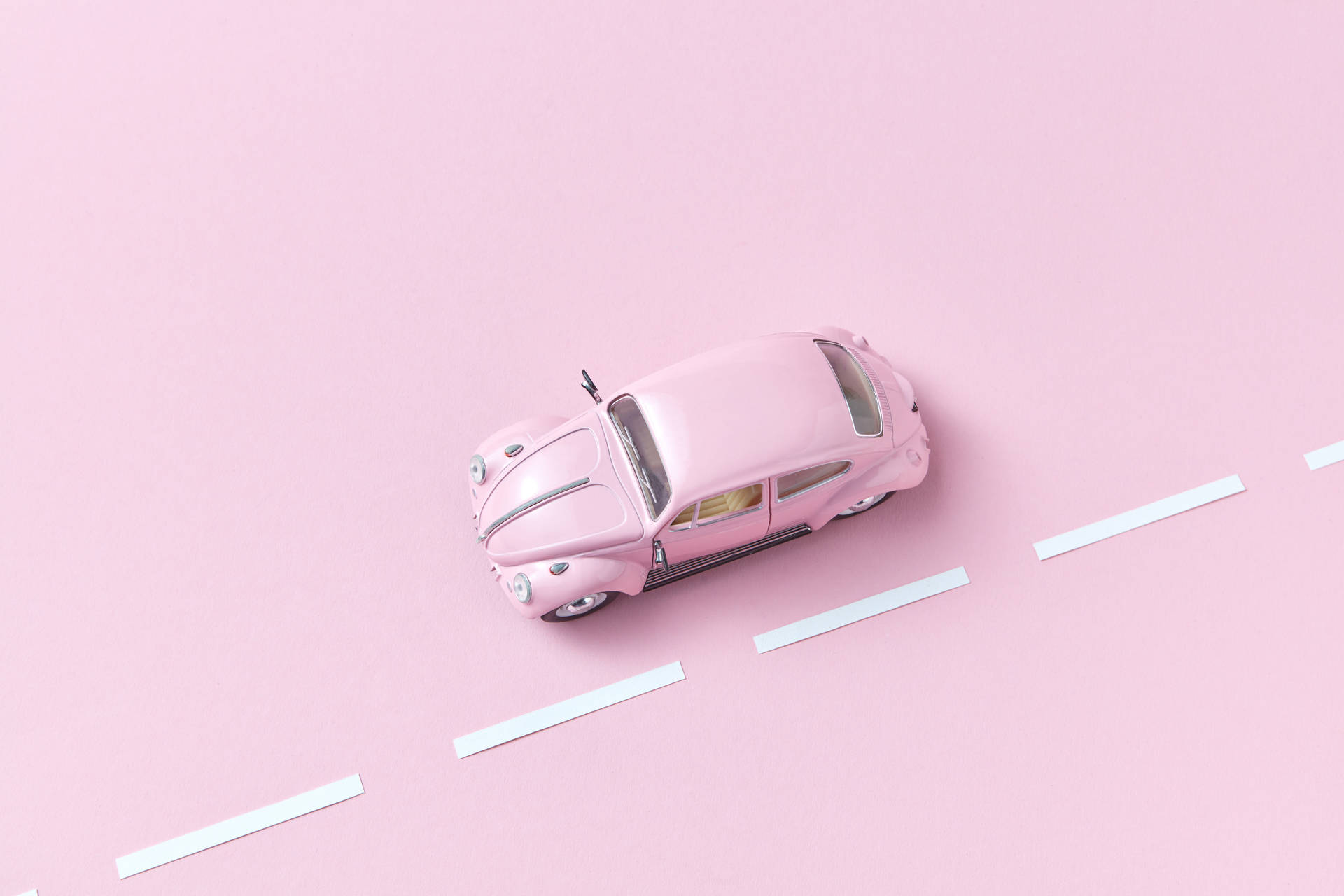 Vintage Car On Pink Background Wallpaper