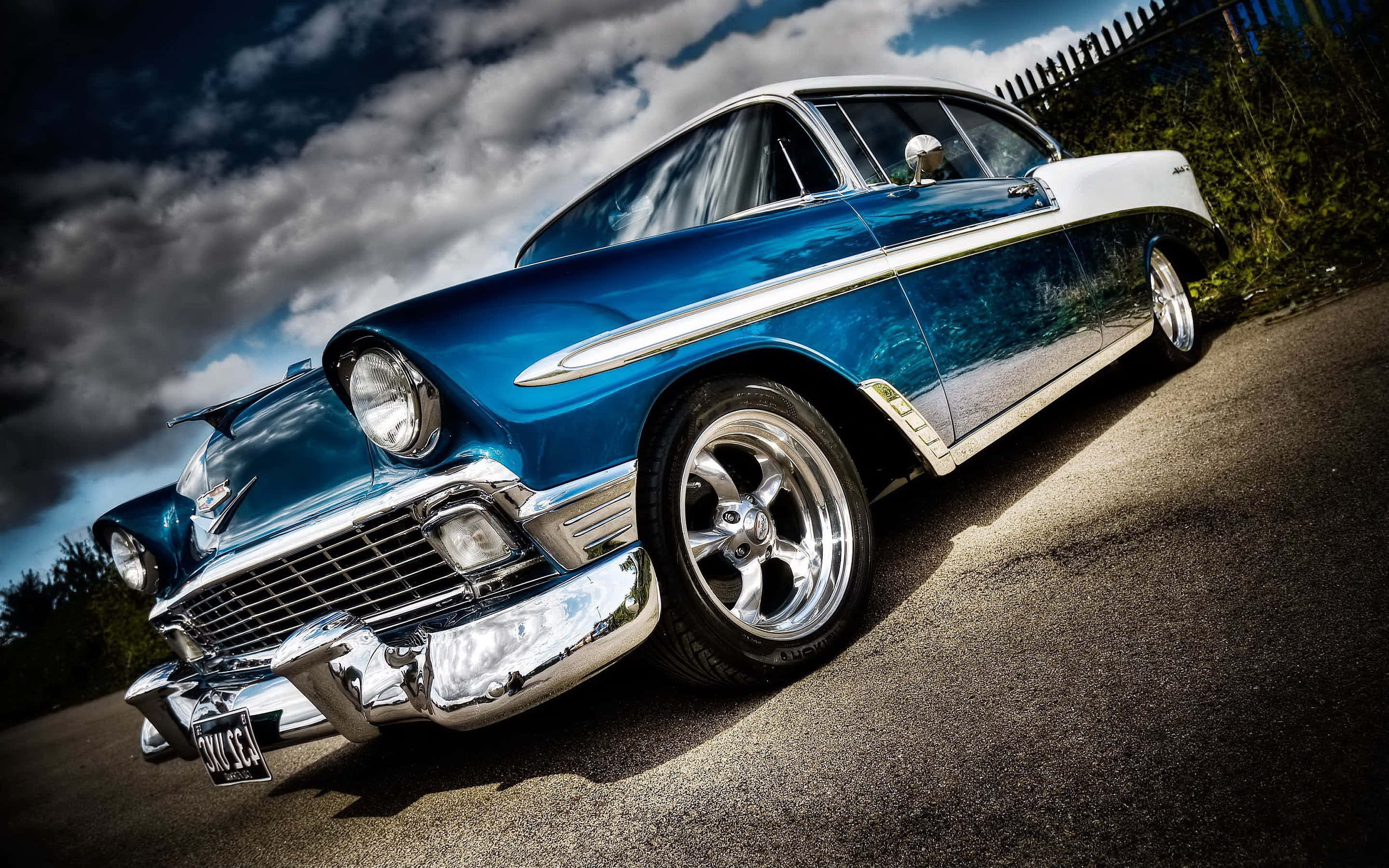 Vintage Car Blue White Chevrolet Pictures