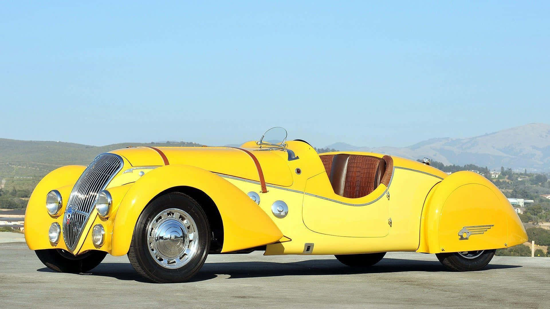 Yellow Beauty Ferrari Vintage Car Pictures