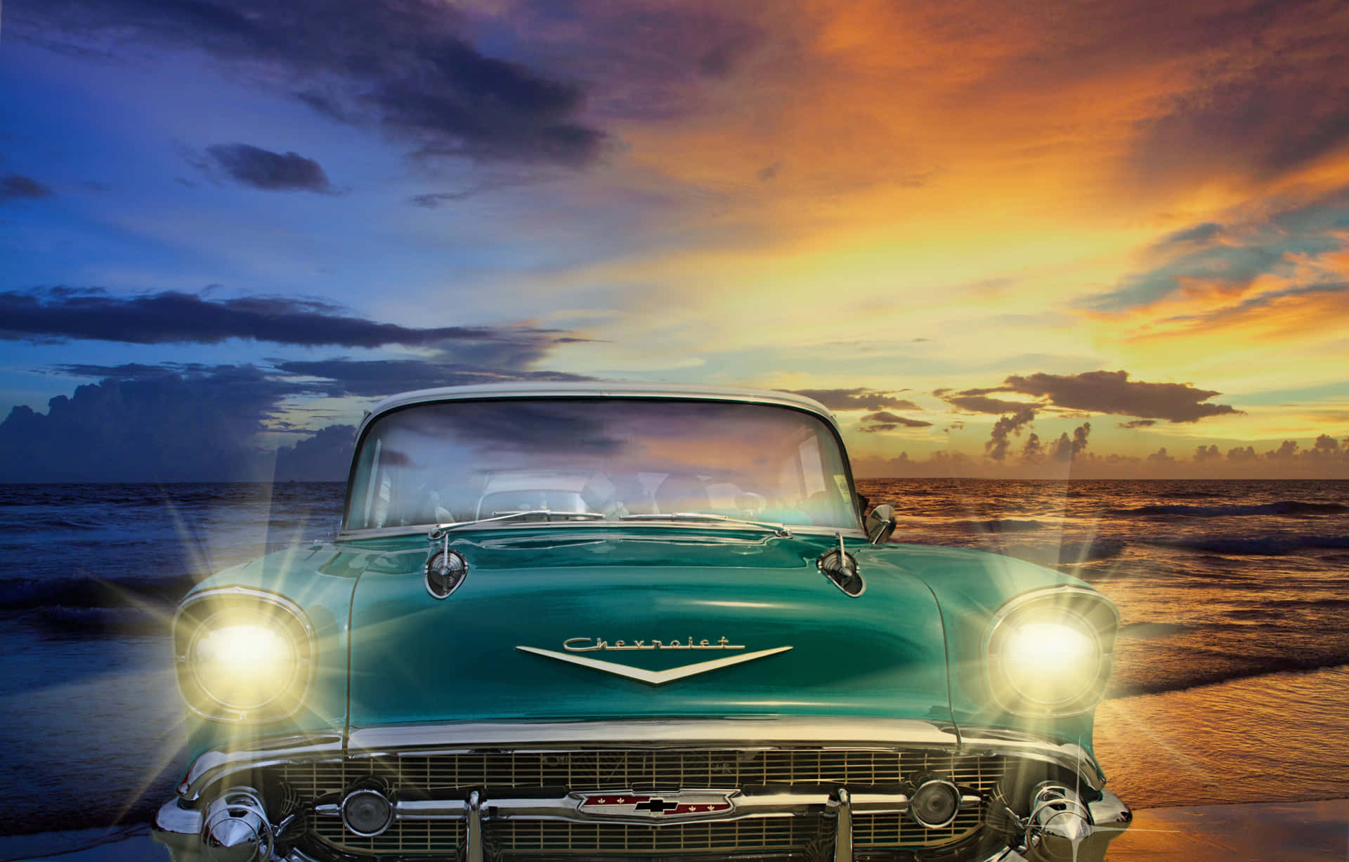 Vintage Car Chevy At Beach Pictures