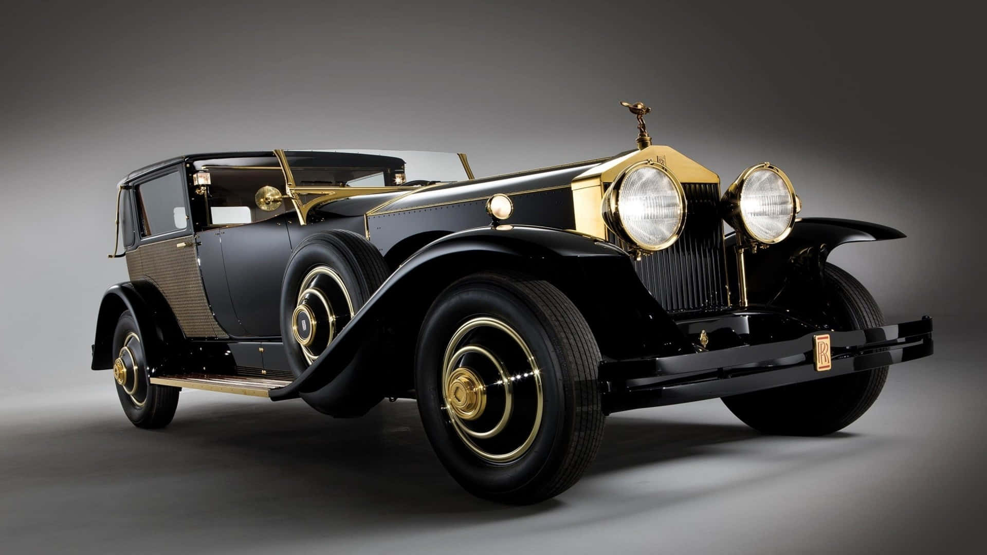 Guld sort Rolls-Royce Vintage bilbilleder UPCYCLED tapet