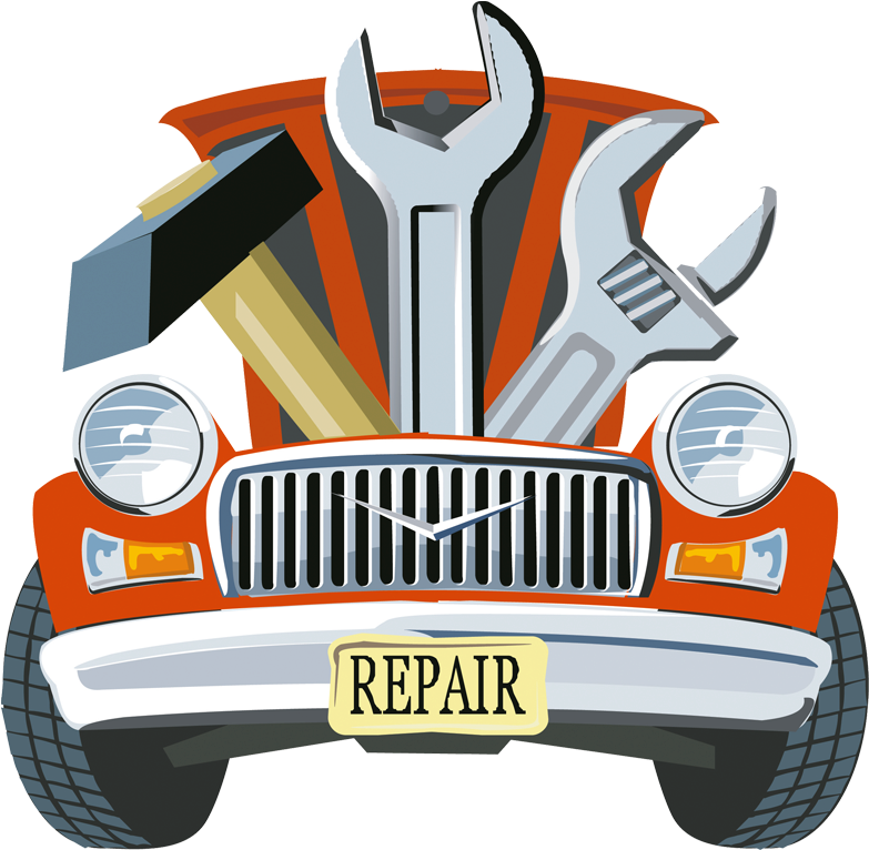 Vintage Car Repair Illustration PNG