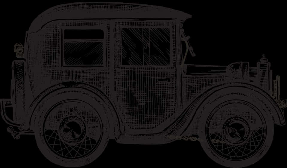 Vintage Car Vector Outline PNG