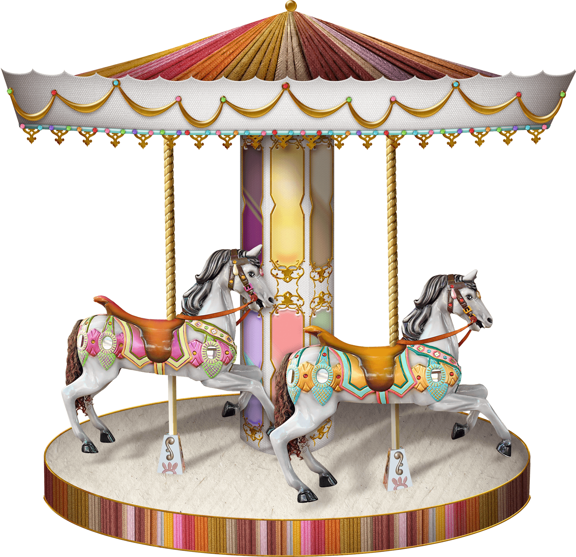 Vintage Carousel Horses PNG