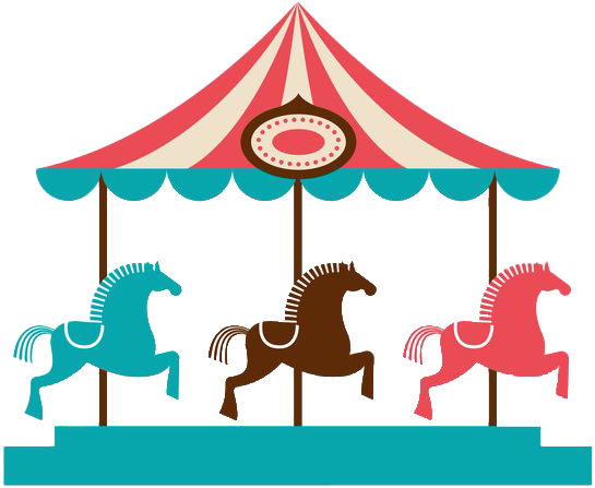 Vintage Carousel Horses Illustration PNG