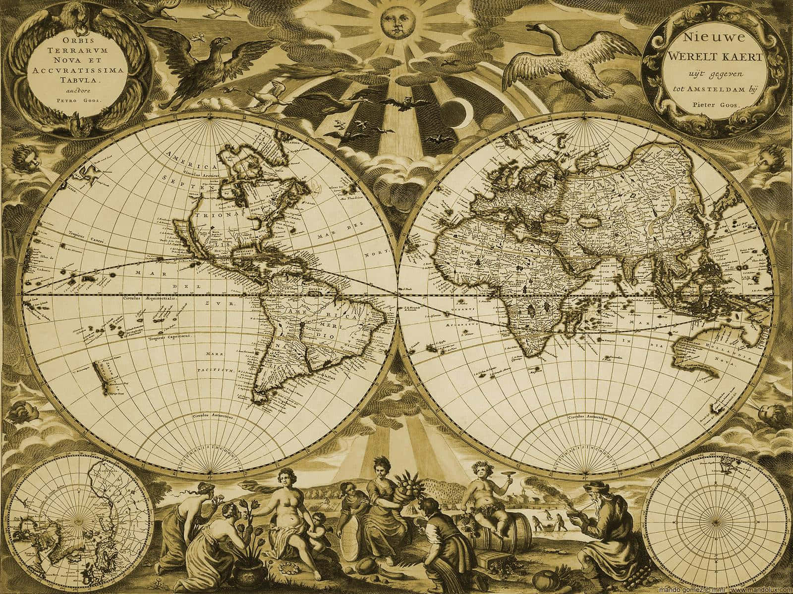 Vintage Cartography Displaying A Historical World Map Wallpaper