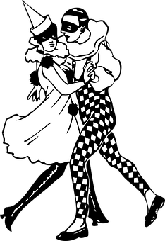 Vintage Cartoon Couple Dancing PNG