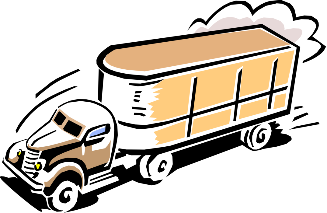 Vintage Cartoon Transport Truck PNG