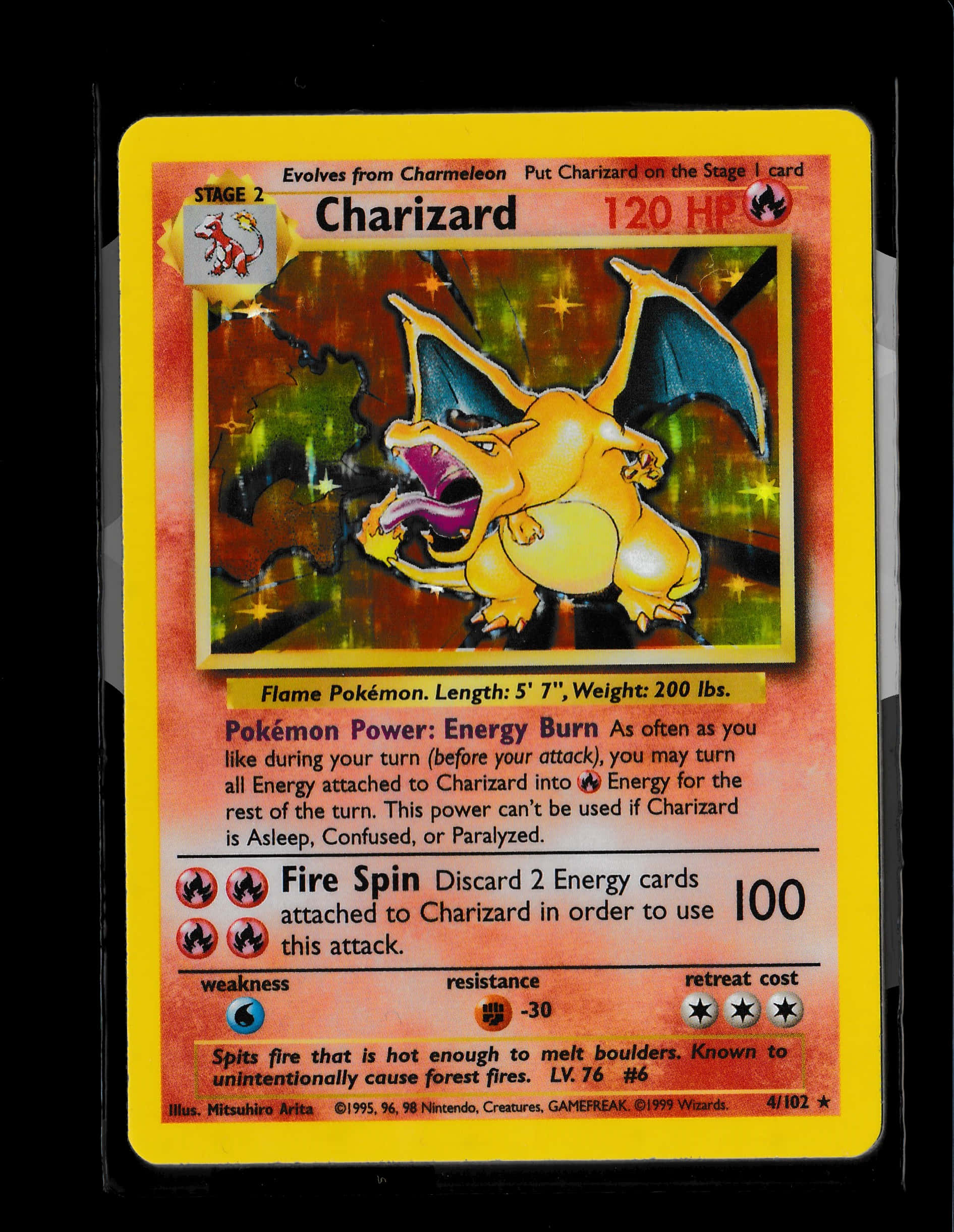 Vintage Charizard Pokemon Card PNG