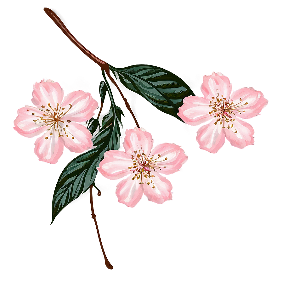 Vintage Cherry Blossom Illustration Png Jkb PNG