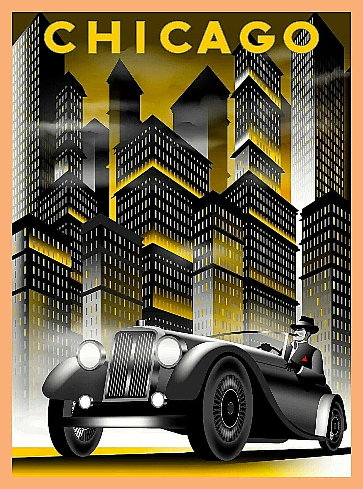 Poster Perjalanan Vintage Chicago Wallpaper