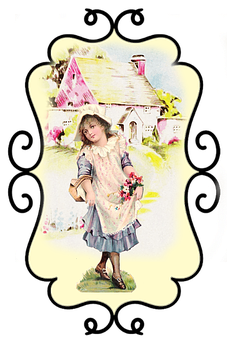 Vintage Child Cottage Illustration PNG