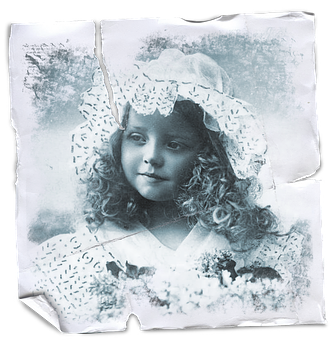 Vintage Child Portrait Damaged Photo PNG