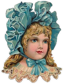 Vintage Child Portraitin Blue Bonnet PNG