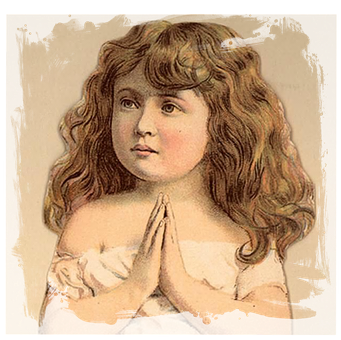 Vintage Child Praying Illustration PNG